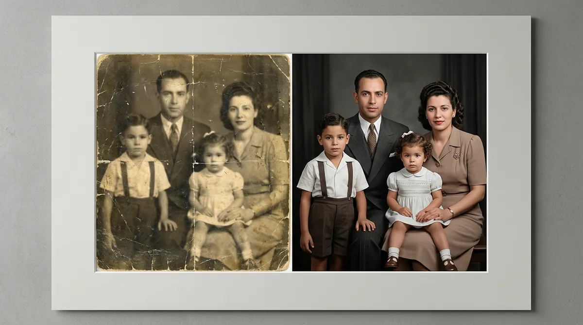 Before and after photo restoration example